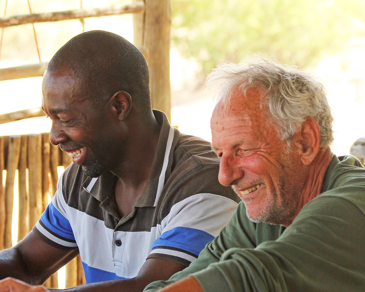 Orty Bourquin at Modisa Camp with local guide Jack Ntema, who has particular expertise regarding the birdlife in the area. Orty Bourquin at Modisa Camp with local guide Jack Ntema, who has particular expertise regarding the birdlife in the area.